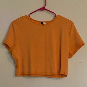 H&M Divided Orange Cropped Ribbed Tee XL